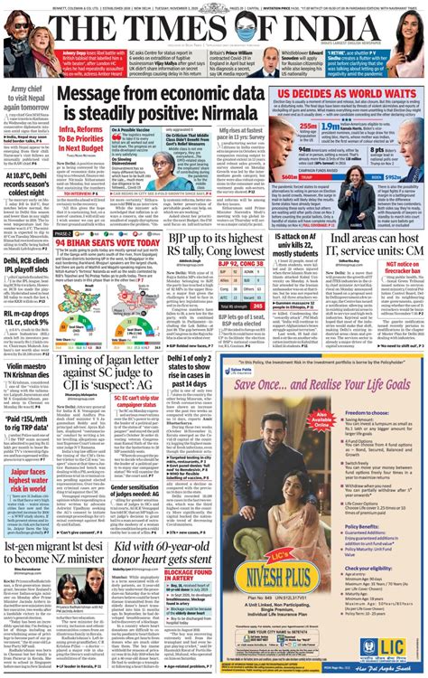 The Times of India Delhi-November 03, 2020 Newspaper