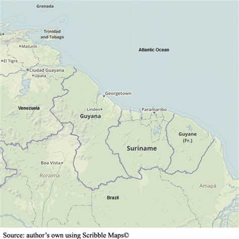 Map Of Guyana Suriname And French Guiana Download Scientific Diagram