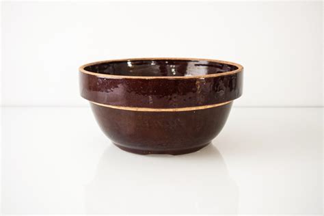 Antique Mixing Bowl Brown Stoneware Bowl Ceramic Mixing