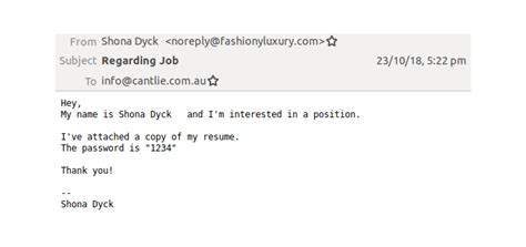 Would you like to schedule a time to chat about the role? Cleverly Disguised 'Job Application' Email Delivers ...