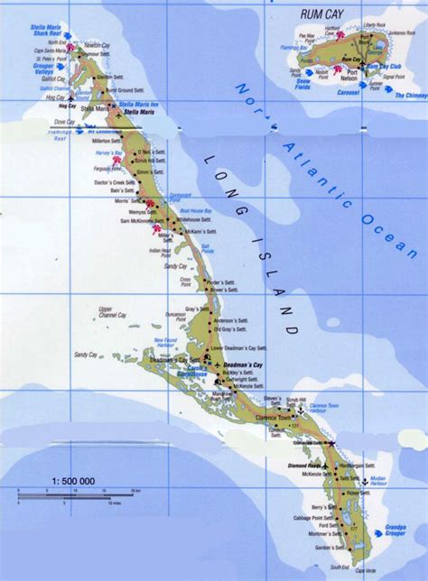 Large Detailed Tourist Map Of Long Island In Bahamas Long Island Of Bahamas Large Detailed