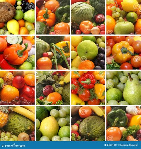 A Collage Of Images With Fruits And Vegetables Stock Image Image Of