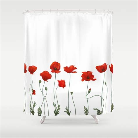 Buy Poppy Stems Shower Curtain By Ikerpazstudio Worldwide Shipping