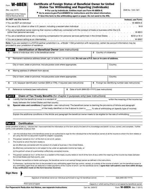 W8 Form Printable Printable Forms Free Online