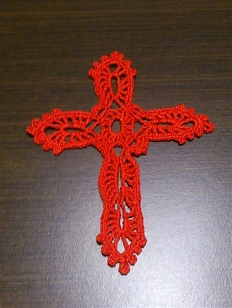 I knew right away that i wanted to make some bookmarks with her crochet pattern. Hand crocheted bookmark, Easter gift, crocheted Cross, Red ...