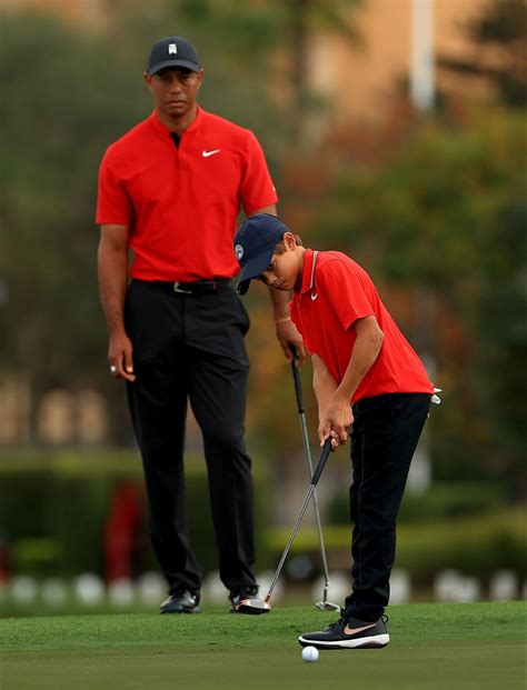 Tiger Woods Son Charlie Axel Mirrors Dads Trademark Fist Pump After Sinking Amazing Putt At