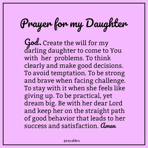Prayer For My Daughter Prayables