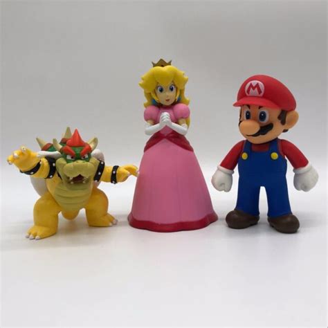 3x Super Mario Bros Bowser Koopa Princess Peach Mario Pvc Plastic