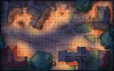 Town At Night Adventure Map Village Map Fantasy Map