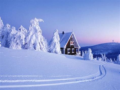 Winter Cabin Christmas Scene Log Deep Snow 419689 In 2020