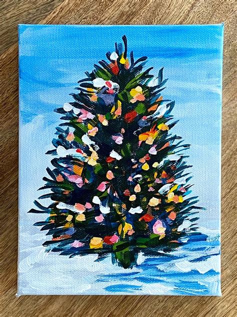 Acrylic Painting How To Paint A Christmas Tree On Canvas Step By Step