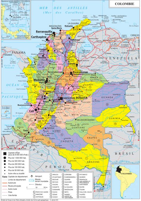 Laminated and wall maps of colombia and their main cities. Geopolitical map of Colombia, Colombia maps | Worldmaps.info