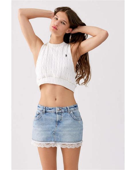 urban outfitters uo brynne low rise denim mini skirt in blue lyst canada