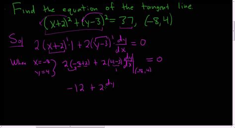 Equation Of The Tangent Line With Implicit Differentiation Example