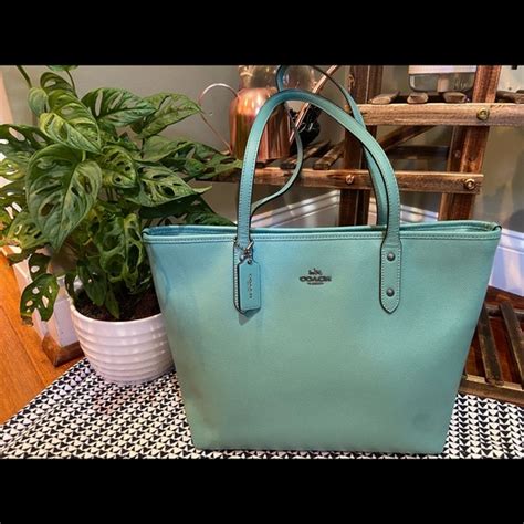 Coach Bags Coach Pebbled Leather Tote Bag Mint Green Poshmark