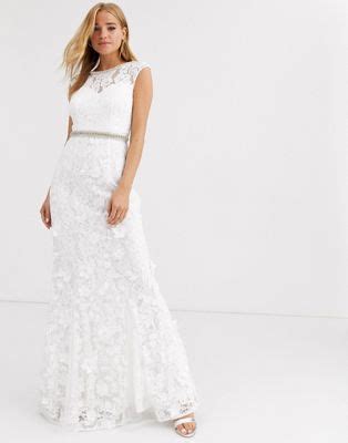 Lipsy Lace With Embellished Maxi Dress In Ivory Asos