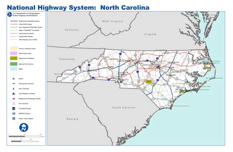 Laminated Map Large Highways System Map Of North Carolina Poster 20 X