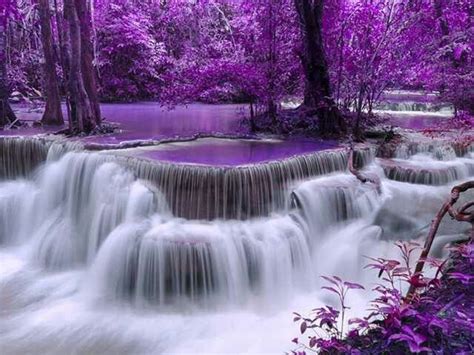 Purple Waterfall Scenery Waterfall Wallpaper Waterfall