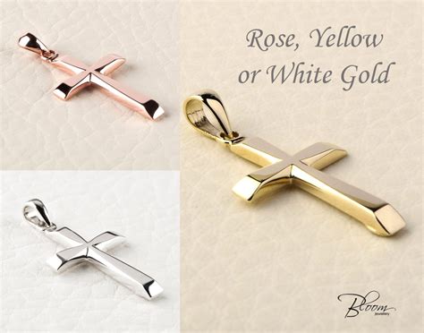 White Gold Cross Pendant 14K White Gold Cross Necklace Etsy