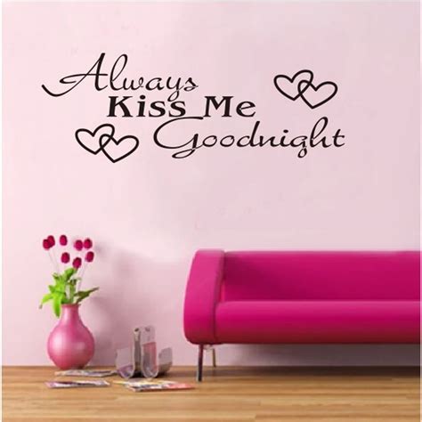 Always Kiss Me Goodnight Diy Removable Art Vinyl Quote Wall Sticker Decal Home Decoration