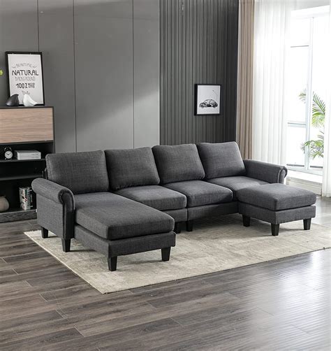 P Purlove Modern U Shaped Sectional Sofa Couch For Living