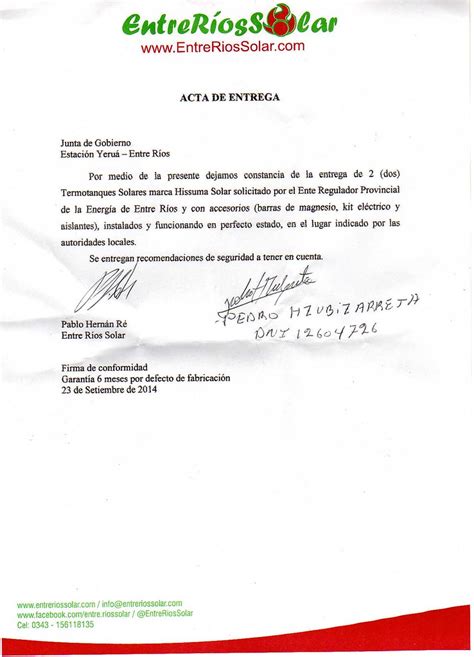 Acta De Entrega Modelo Assistente Administrativo Riset
