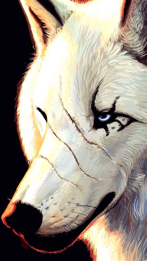 Wolf With A Scar Wolf Art Wolf Wallpaper White Wolf