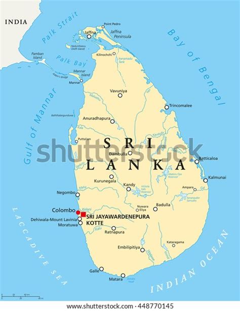 Sri Lanka Political Map Capitals Important Stock Vector Royalty Free