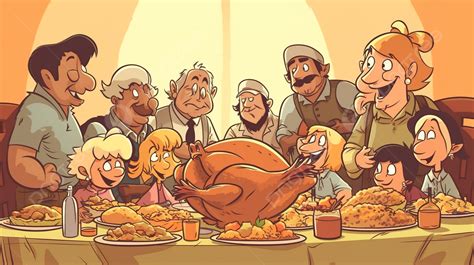 Animated Thanksgiving Dinner Illustration Background Cartoon