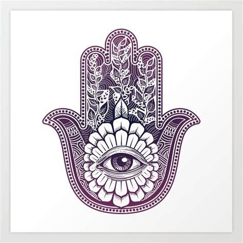 The jamsa is a symbol formed by a hand with five fingers, with the middle finger right in the center. Hamsa, hand of fatima Art Print by anitaponne | Society6