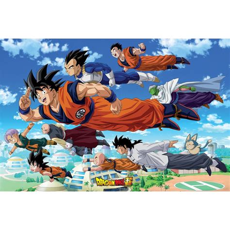 Shipped in hard plastic tube. Poster Dragon Ball Super - Goku's Group, en vente sur Close Up