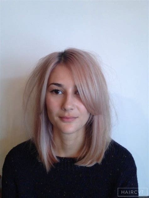 Layered bob with curtain fringe. Female, Medium, Blonde, Straight, Medium Long Bob Messy ...