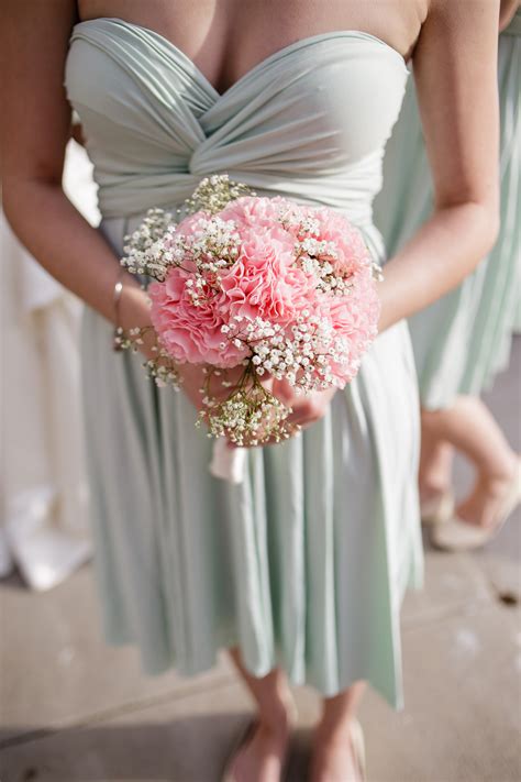 Pink Carnation And Babys Breath Bouquet Wedding Bouquets Pink