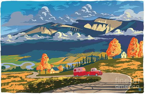 Retro Travel Autumn Landscape Painting By Sassan Filsoof Pixels