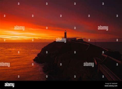 South Stack Lighthouse At Sunset Isle Of Anglesey Stock Photo Alamy