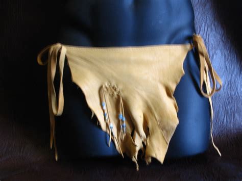 Leather Loincloth In Gold Deerskin With Beadsmens By Dleather