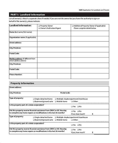 Free 8 Sample Tenant Application Forms In Ms Word Pdf
