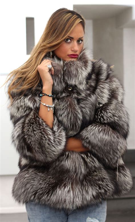 silver fox fur jacket fur coat coats for women fashion