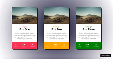 React Js Cards Codesandbox