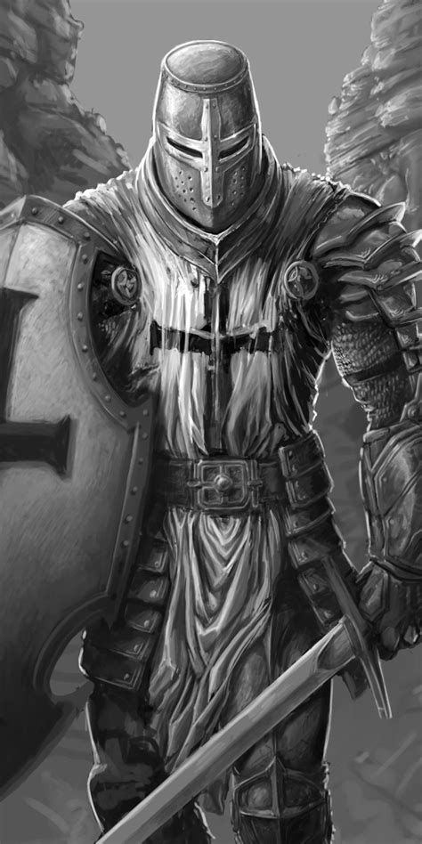 Fantasy Knight Warrior Shield Sword 1080x2160 Phone Hd Wallpaper