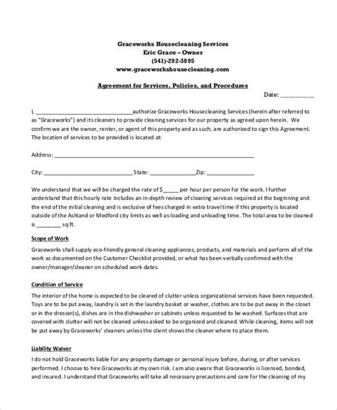 Housekeeping Free Printable Cleaning Contract Template Pdf
