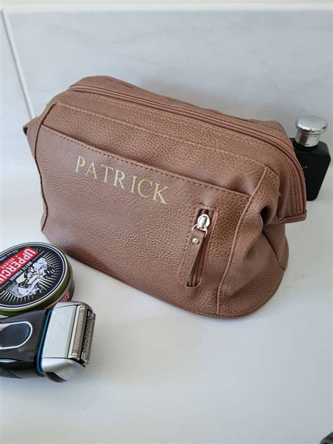 Custom Personalised Mens Leather Toiletry Bag Travel Pouch Bag Etsy