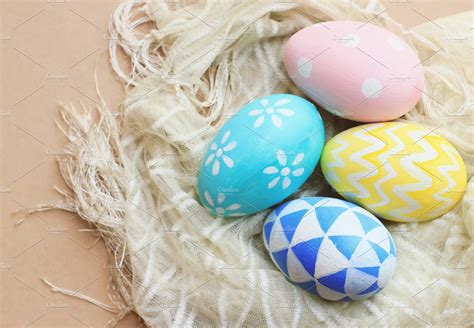 Pastel Colorful Easter Eggs High Quality Holiday Stock Photos