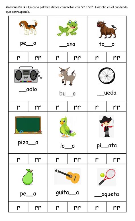 Consonante R Exercise Actividades Con La Letra R Consonantes Actividades De Lectura Preescolar