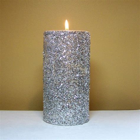 Turn Your Candles From Drab To Fab Silver Glitter Candles Pillar