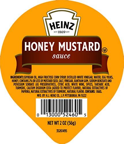 Heinz Honey Mustard Single Serve Dipping Sauce 60 Ct Pack 2 Oz