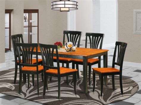 East West Furniture Nicoli 7 Piece Wood Dining Table Set In Black