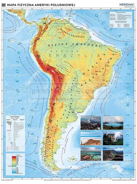 Ameryka Południowa ścienna mapa fizyczna Pomocedydaktyczne eu