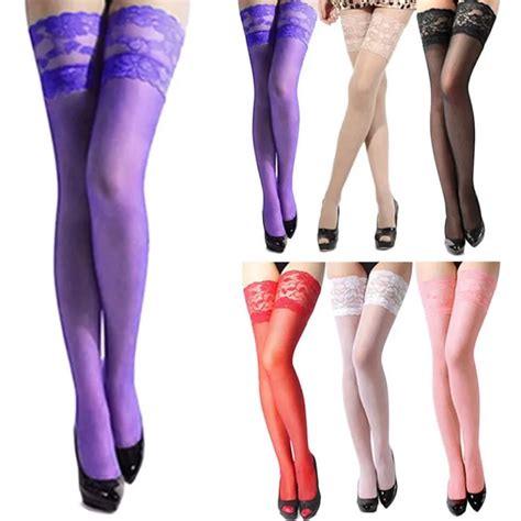 sexy women sheer lace stocking top thigh high sexy lingerie sexy girl female hosiery stay up