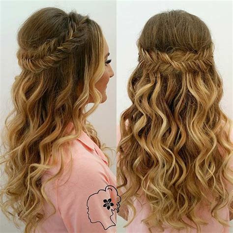 Take a small strand of hair from one half of the pony tail. 31 Half Up, Half Down Hairstyles for Bridesmaids | Page 2 ...